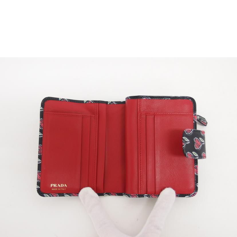 ＰＲＡＤＡ プラダ/Ｌ字ジップ二つ折りコンパクト財布／チューリップ/ML018//107/ABランク/04