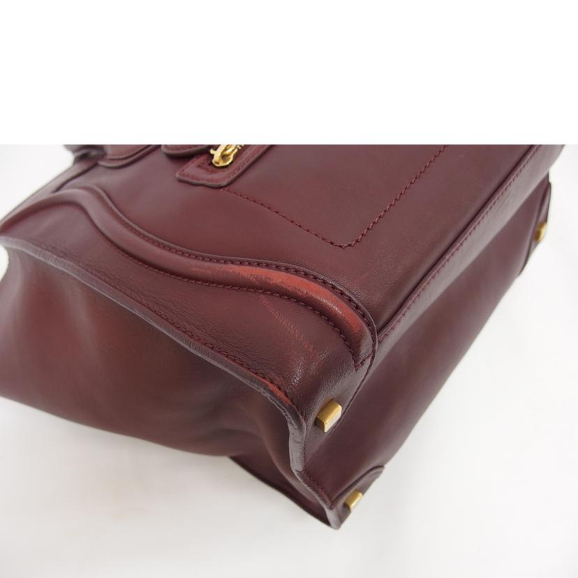 ＣＥＬＩＮＥ セリーヌ レザー ハンドバッグ/ラゲージミニショッパー／トートバッグ／ボルドー/165213HSC//Bランク/04