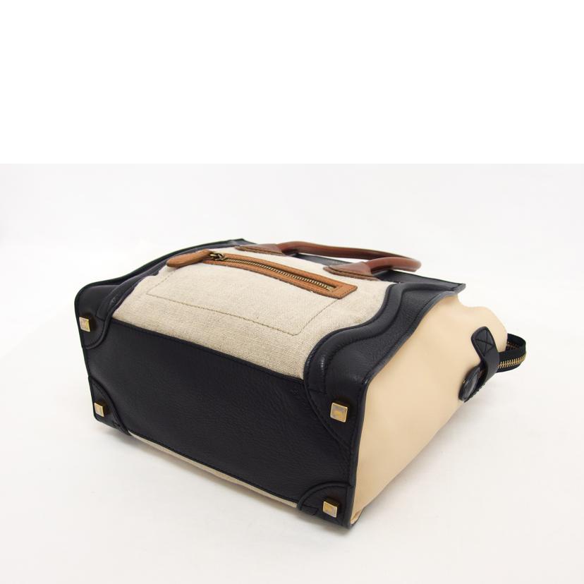 ＣＥＬＩＮＥ　 セリーヌ ハンドバッグ ベージュ ブラウン ブラック/ラゲージマイクロショッパー／トートバッグ／レザー×キャンバス/167792HJT//ABランク/04