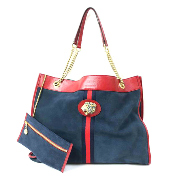 GUCCI グッチ/タイガーヘッドラジャチェーンショルダー トートバッグ 虎 ダークネイビー/537219/498***/グッチ/Bランク/65【中古】