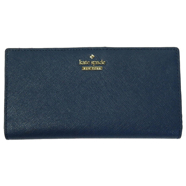 【新品】kate spade　 二つ折り長財布 リップ　ネイビー柄 kate spade NEW YORK ケイトスペード 財布 二つ折り財布 KK056