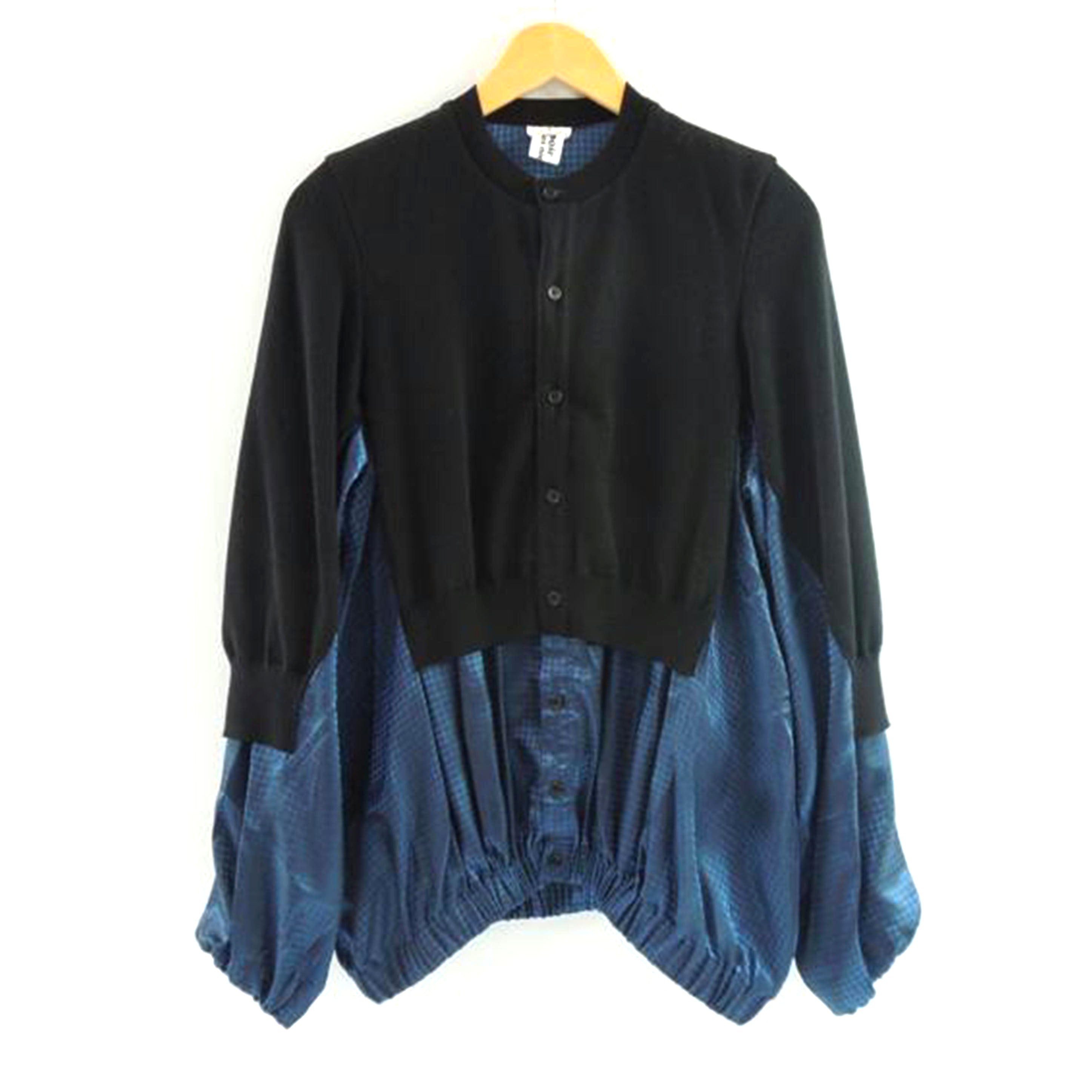 ｎｏｉｒ　ｋｅｉ　ｎｉｎｏｍｉｙａ　ＣＯＭＭＥ　ｄｅｓ　ＧＡＲＣＯＮＳ/ｎｏｉｒ　ｋｅｉ　ｎｉｎｏｍｉｙａ　ＣＯＭＭＥ　ｄｅｓ　ＧＡＲＣＯＮＳ　異素材ニットブラウス　ブラック・ブルー　サイズＭ/3Ｈ－N004//ABランク/83