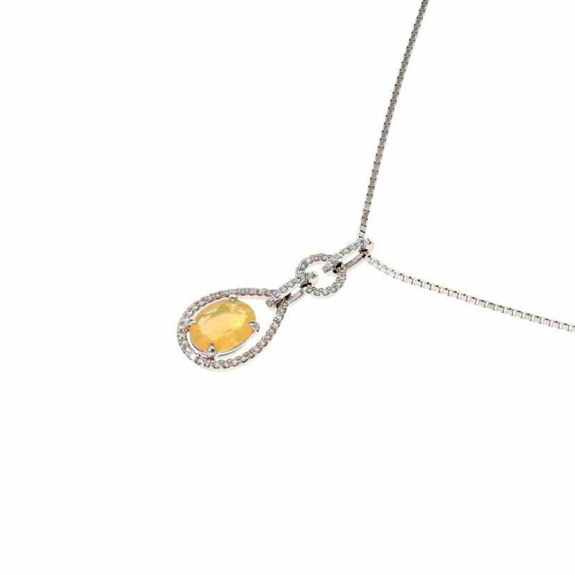 /　Ｋ１８ＷＧオパールダイヤネックレス０．８２／Ｄ０．２４ｃｔ//Aランク/75