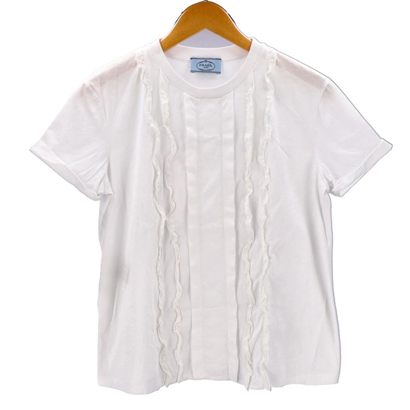 ＰＲＡＤＡ プラダ　Tシャツ　フリル　半袖　レディース　ホワイト/フリルＴシャツ／ホワイト/98339//34767/Aランク/75