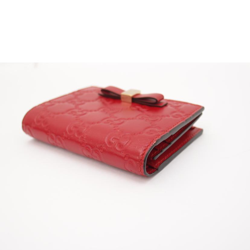 ＧＵＣＣＩ グッチ　赤　レディース/グッチシマ二つ折り札入れ／レッド/406924//493075/Aランク/69