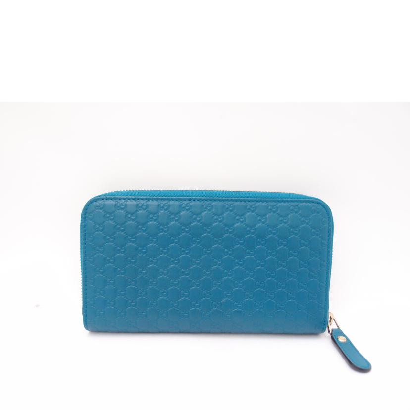 ＧＵＣＣＩ グッチ　青　レザー　レディース/マイクログッチシマラウンドファスナー長財布／ブルー/449391//493075/Aランク/69