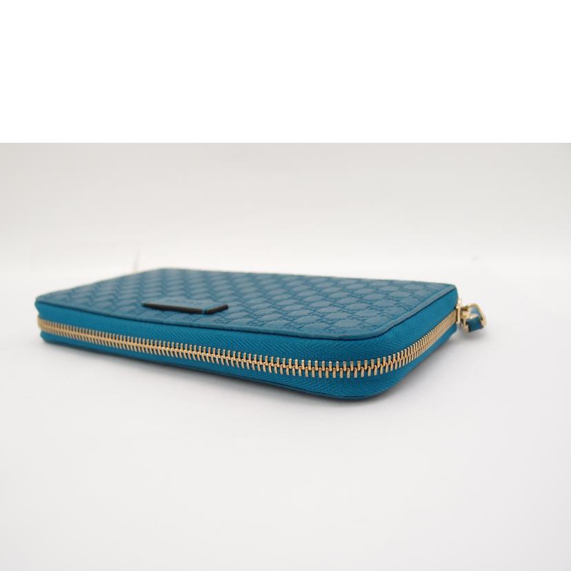 ＧＵＣＣＩ グッチ　青　レザー　レディース/マイクログッチシマラウンドファスナー長財布／ブルー/449391//493075/Aランク/69