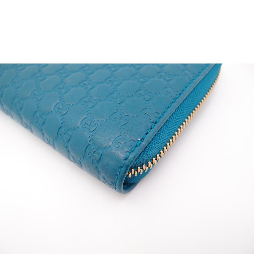 ＧＵＣＣＩ グッチ　青　レザー　レディース/マイクログッチシマラウンドファスナー長財布／ブルー/449391//493075/Aランク/69