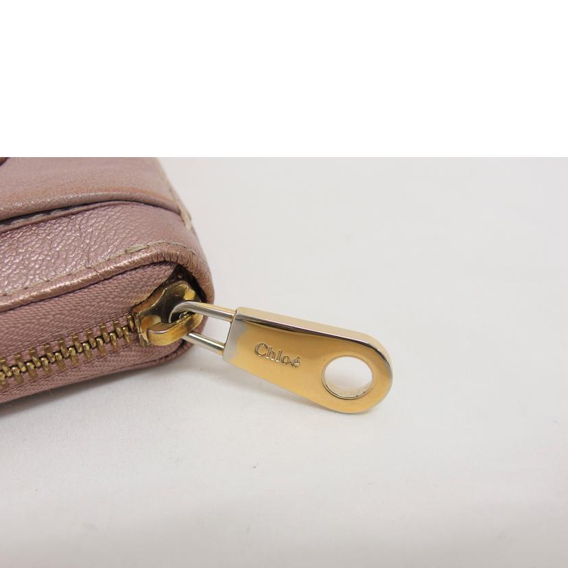 Ｃｈｌｏｅ クロエ/リボンモチーフ／ラウンドファスナー長財布／メタリックピンク//Bランク/04