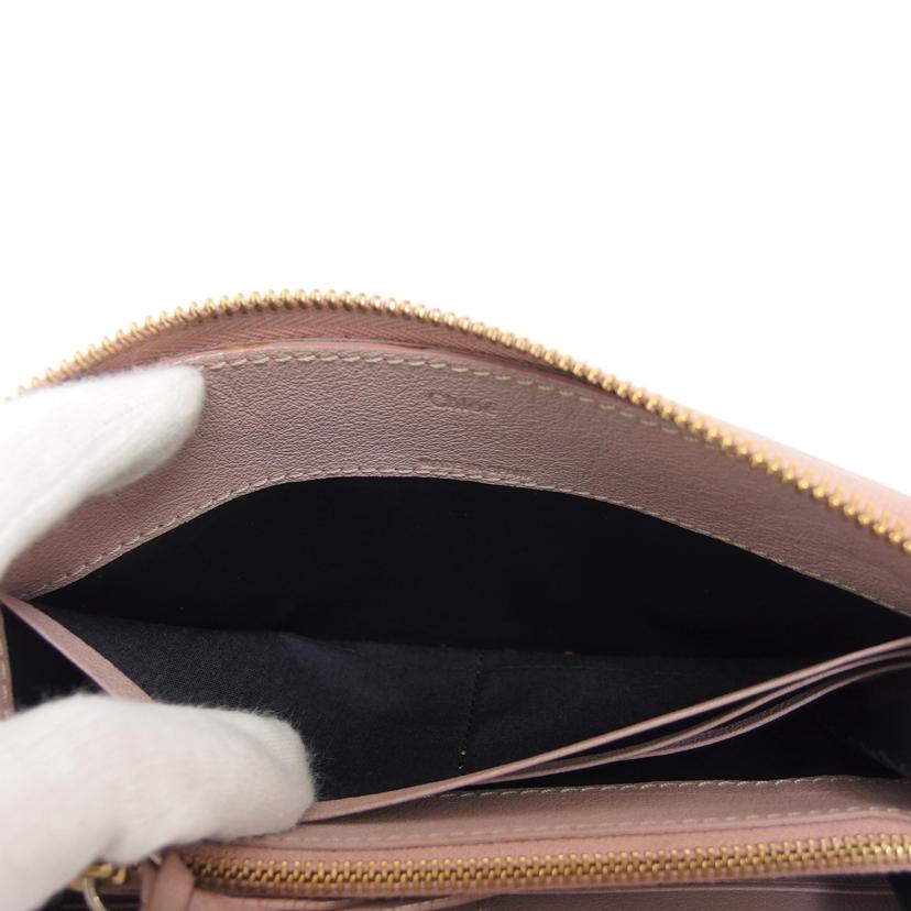 Ｃｈｌｏｅ クロエ/リボンモチーフ／ラウンドファスナー長財布／メタリックピンク//Bランク/04