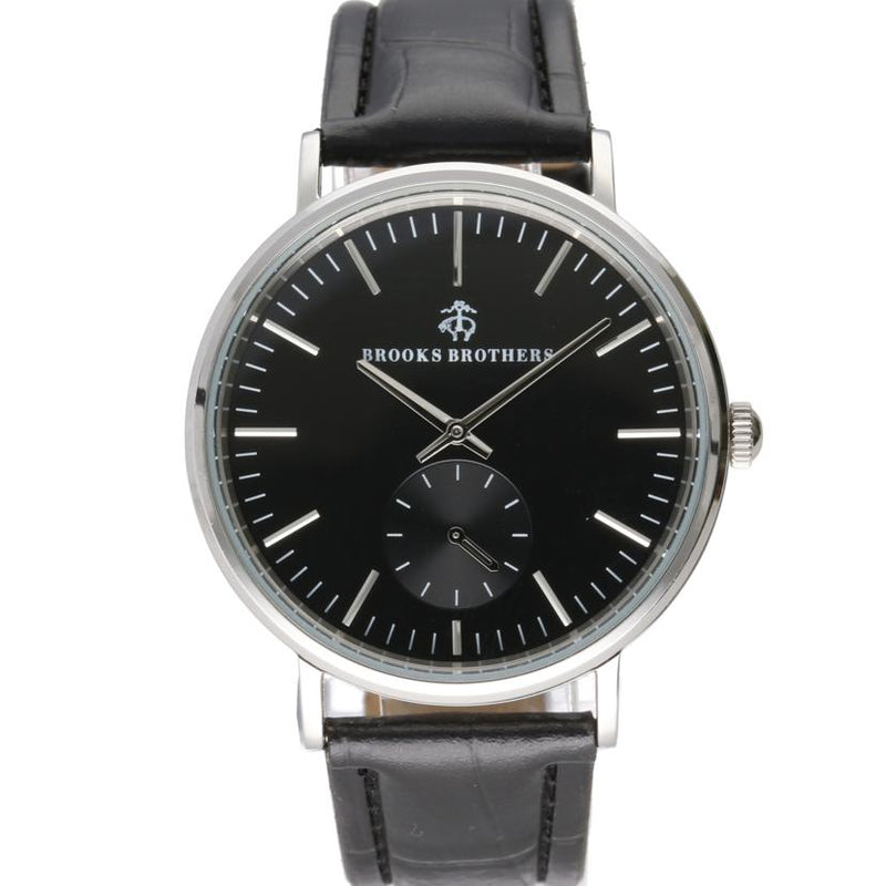 約20cmブルックスブラザーズ クロノグラフ ウォッチ 腕時計 革ベルト 黒