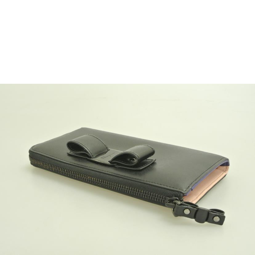 Ｆｅｒｒａｇａｍｏ フェラガモ/ヴェラリボン　Ｌ字ファスナー長財布　黒/JP-22//D289/Bランク/87