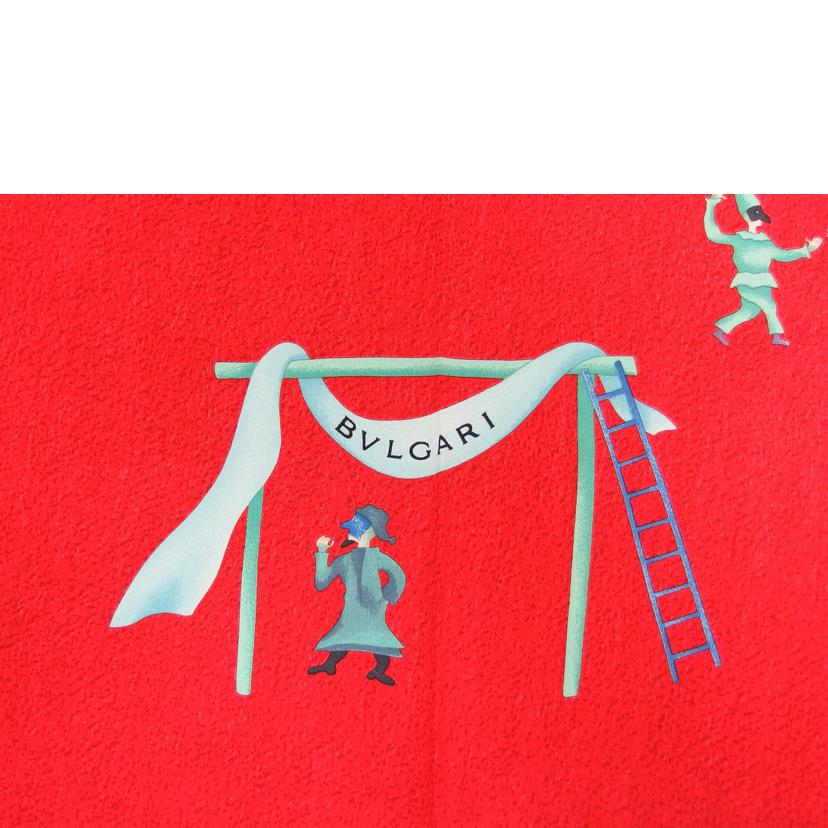 ＢＶＬＧＡＲＩ ブルガリ/Ｇｉｒｏｔｏｎｄｏ　ｄｉ　Ｍａｒｉｏｎｅｔｔｅ　Ｒｅｄシルクスカーフ//Aランク/04