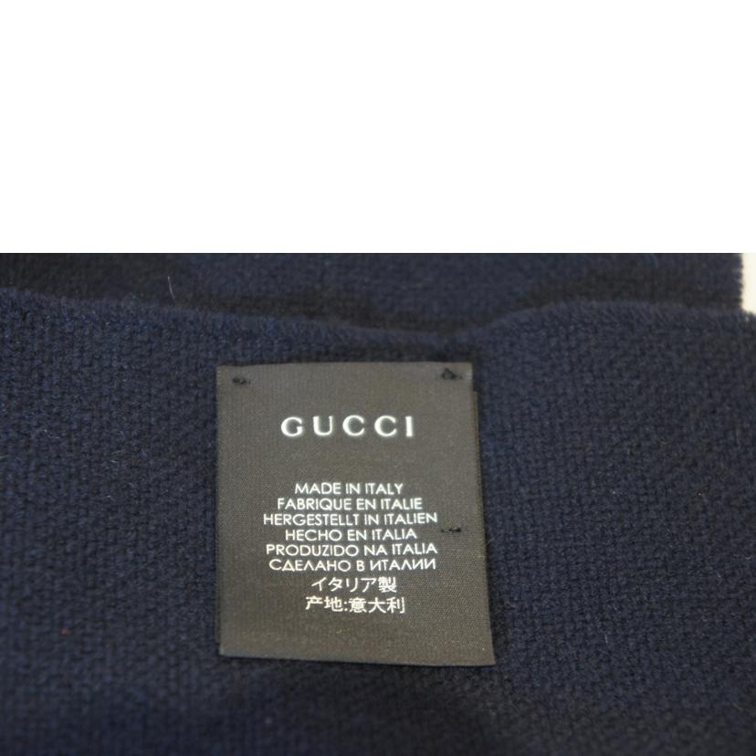 ＧＵＣＣＩ グッチ/Ｂｅｅカシミヤ混ストライプストール　ＮＶＹ／ＲＥＤ/4755134G//SAランク/94