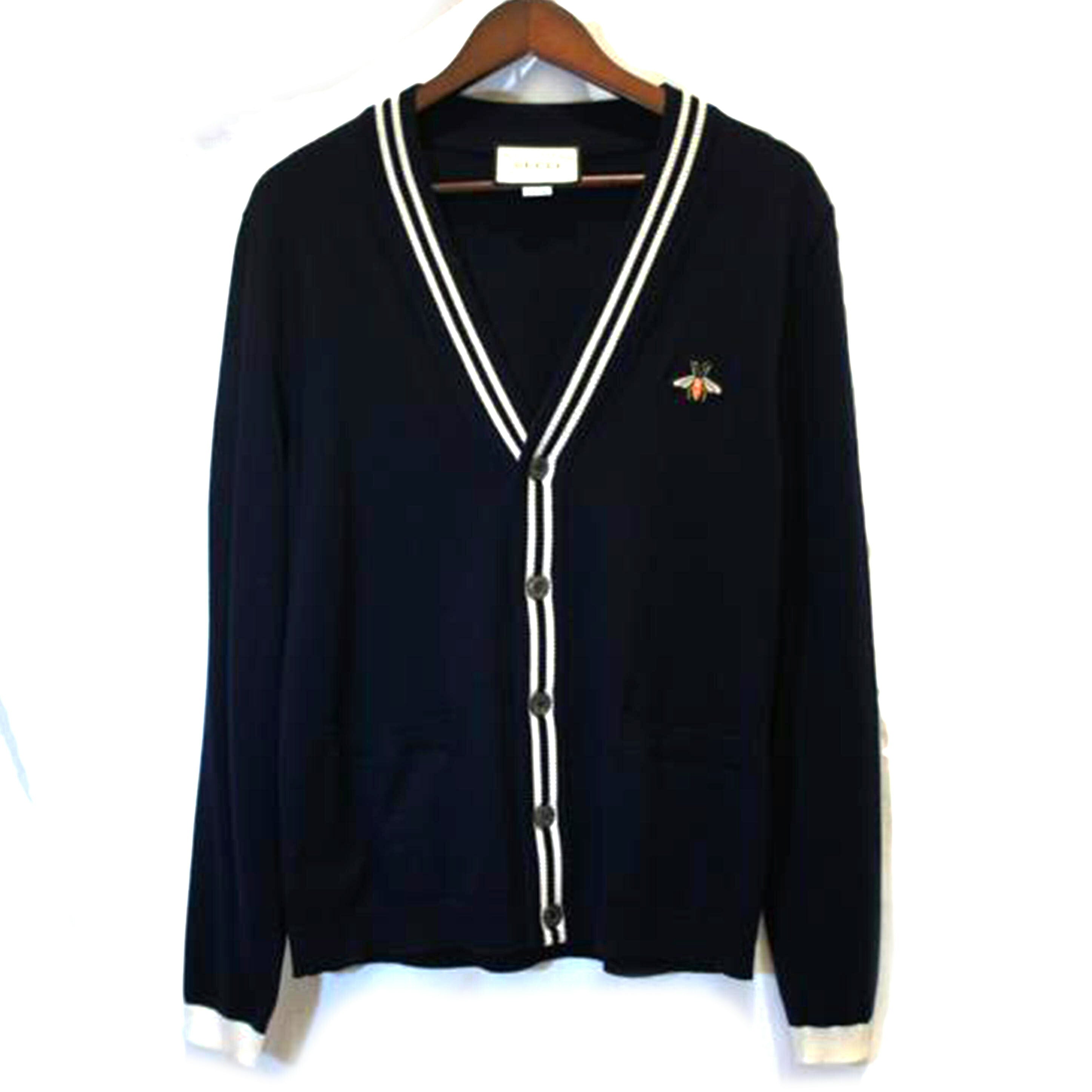 ＧＵＣＣＩ グッチ/ＢＥＥ　ウールニットカーディガン　　ＢＬＫ//ABランク/94