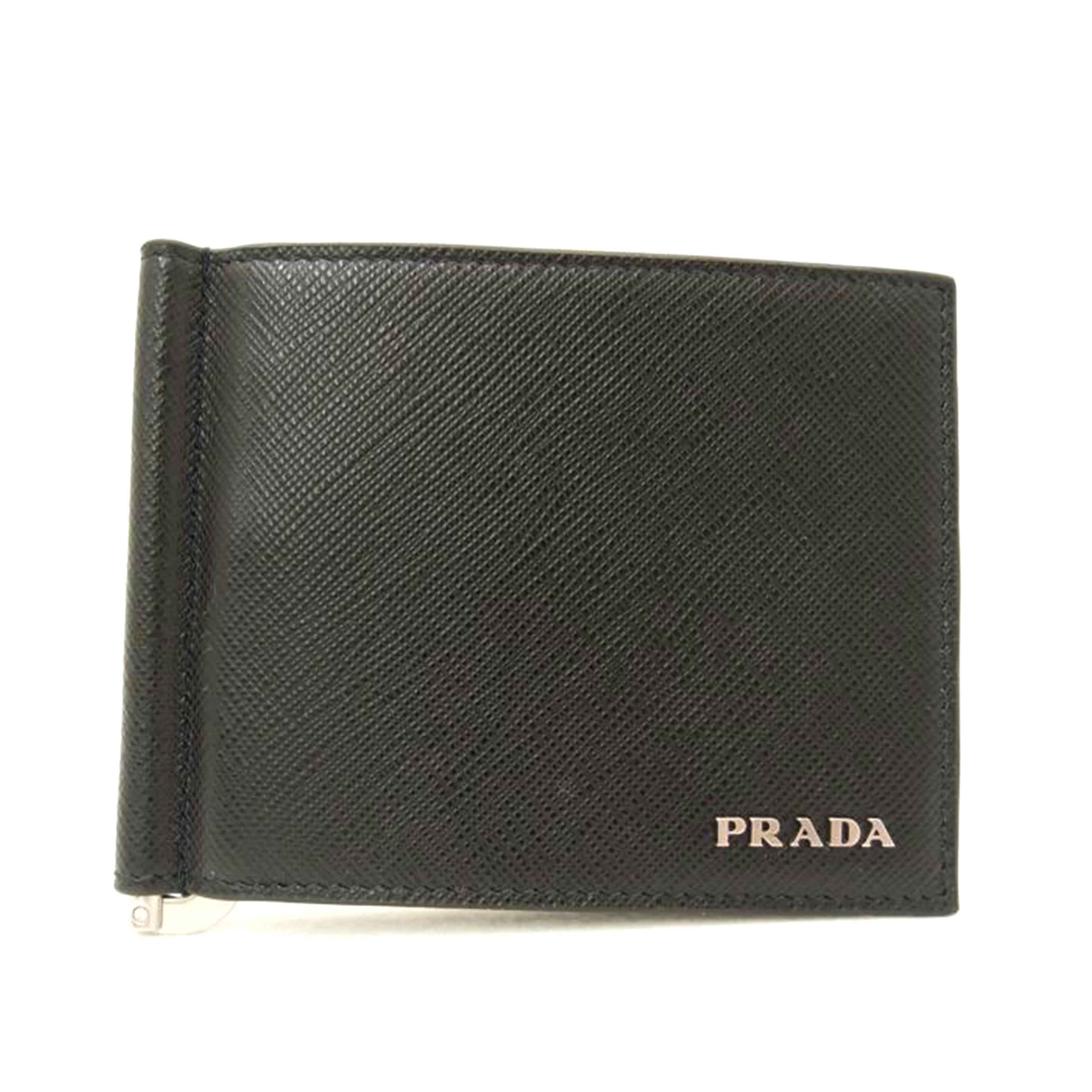 ＰＲＡＤＡ プラダ　黒　レザー　メンズ　マネークリップ/サフィアーノ二つ折り札入れ／ブラック/2MN077//234/SAランク/69