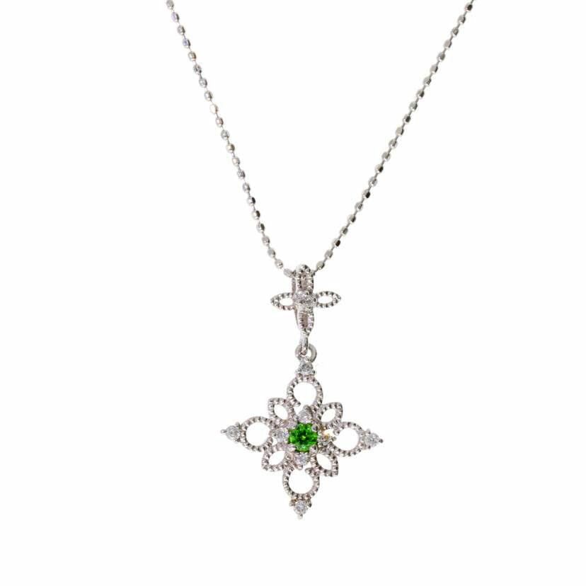 /◎　Ｋ１８ＷＧディマントイドガーネットダイヤネックレス０．０７／Ｄ０．０９ｃｔ//ABランク/75