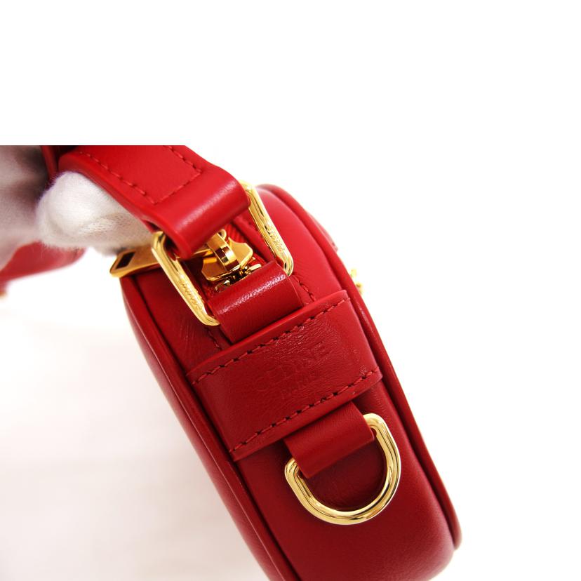【美品】セリーヌ　ショルダーバッグ　2way　サークル　ゴールド金具　レザー　赤 セリーヌ CELINE ミニボストン 肩がけ トートバッグ レザー
