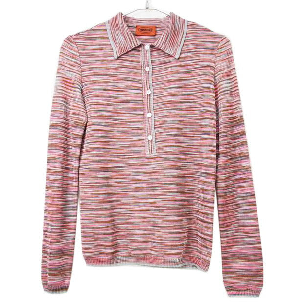 ＭＩＳＳＯＮＩ　長袖ポロシャツ　ピンク混合 ミッソーニ/ＭＩＳＳＯＮＩ　長袖ポロシャツ　ピンク混合//ABランク/78