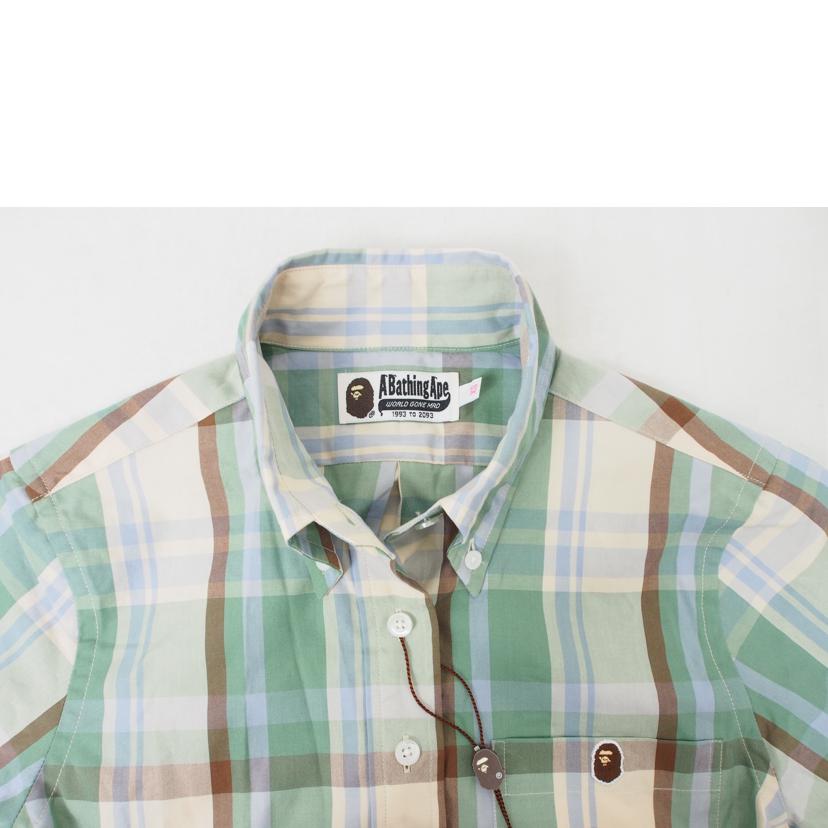 ＡＢａｔｈｉｎｇＡｐｅ　半袖チェックシャツ緑 アベイシングエイプ/ＡＢａｔｈｉｎｇＡｐｅ　半袖チェックシャツ緑//Sランク/78