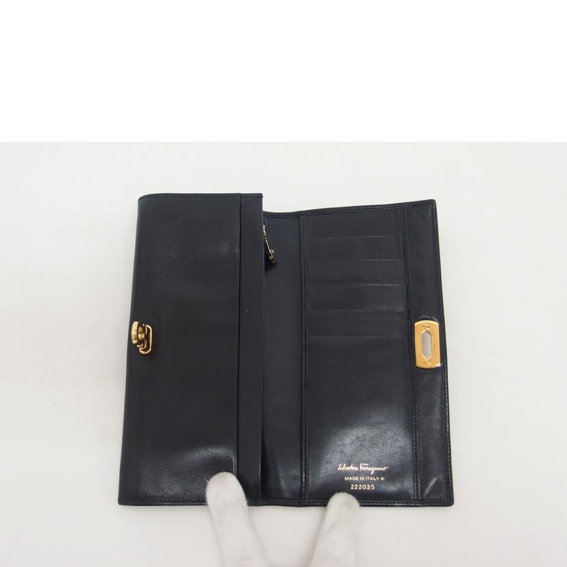 Ｆｅｒｒａｇａｍｏ フェラガモ/ガンチーニ／二つ折り長財布／ネイビー//222***/Bランク/04