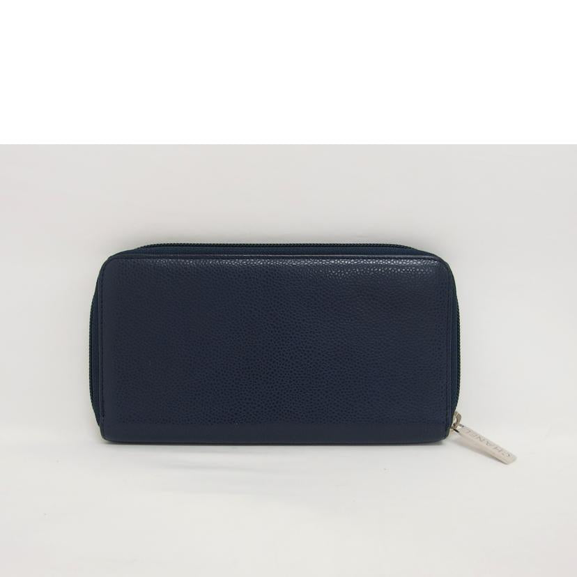 ＣＨＡＮＥＬ　 シャネル/キャビアスキン／ココマークラウンドファスナー長財布／ネイビー//13684374/Bランク/04