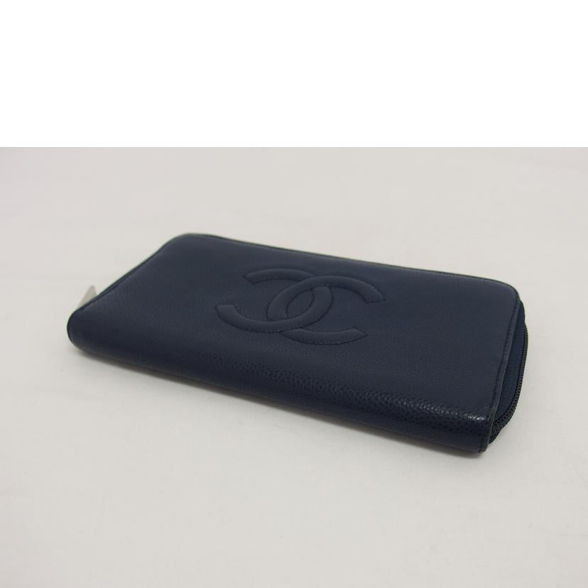ＣＨＡＮＥＬ　 シャネル/キャビアスキン／ココマークラウンドファスナー長財布／ネイビー//13684374/Bランク/04