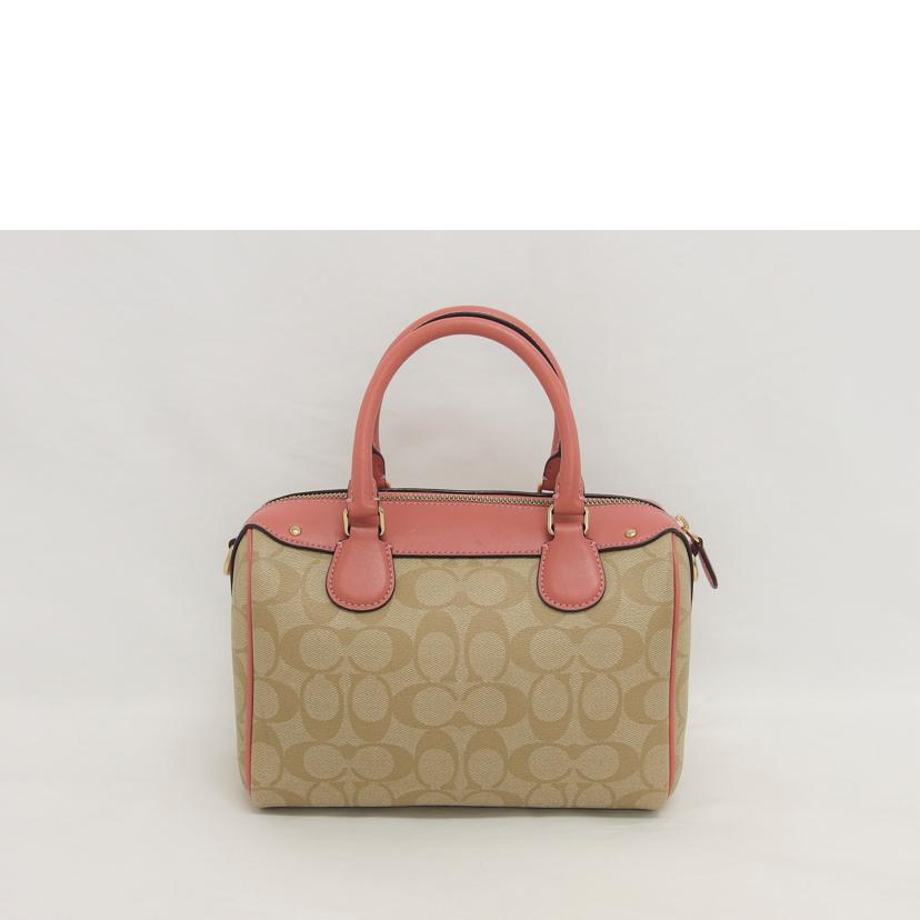 ＣＯＡＣＨ コーチ/シグネチャー／２ＷＡＹミニボストンバッグ／ベージュ×ピンク/F58312//A1822/Aランク/04
