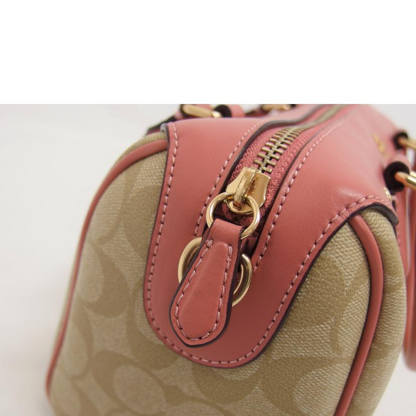 ＣＯＡＣＨ コーチ/シグネチャー／２ＷＡＹミニボストンバッグ／ベージュ×ピンク/F58312//A1822/Aランク/04
