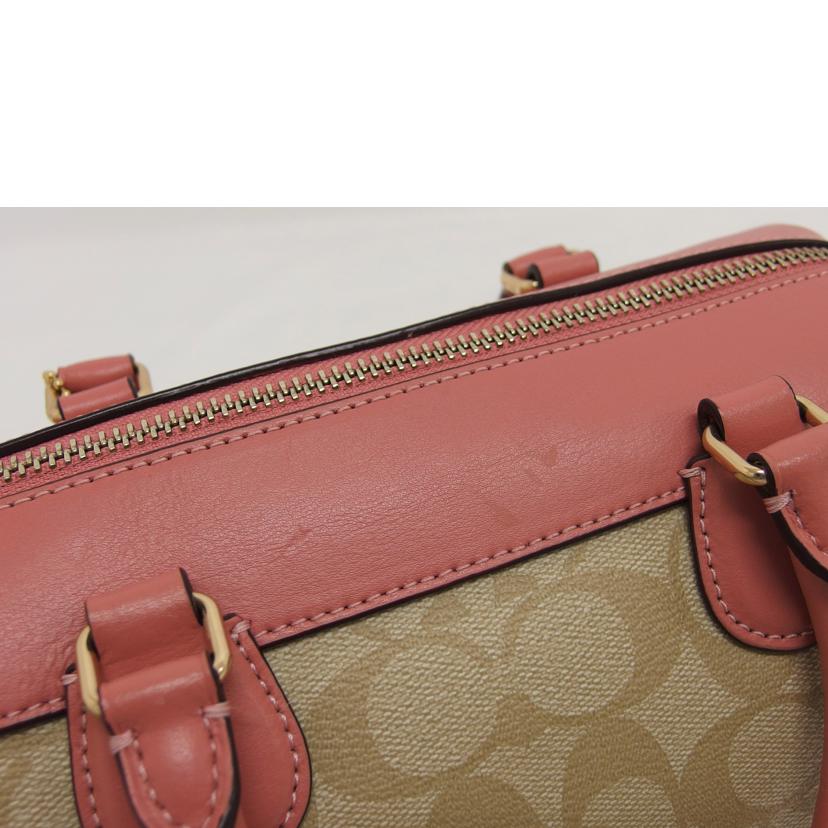 ＣＯＡＣＨ コーチ/シグネチャー／２ＷＡＹミニボストンバッグ／ベージュ×ピンク/F58312//A1822/Aランク/04