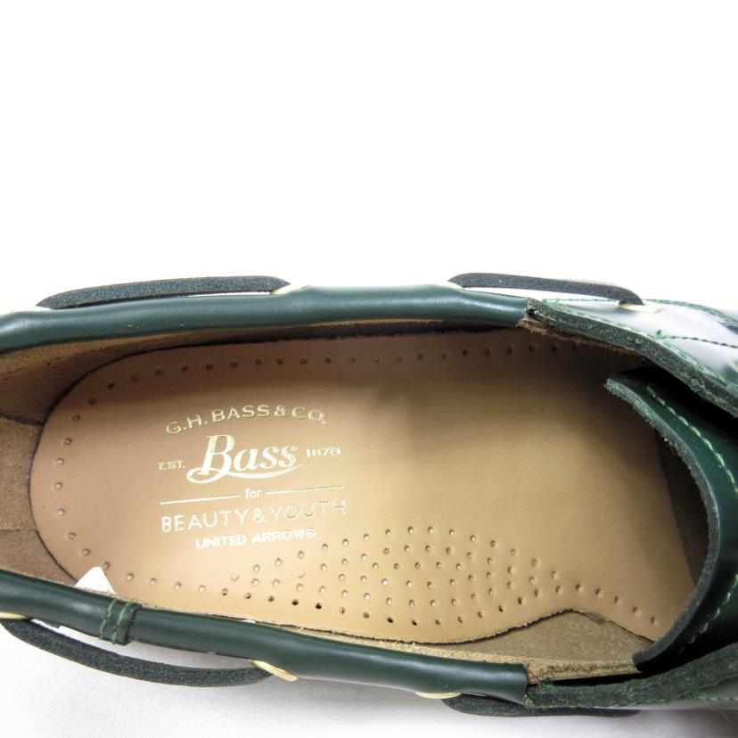 Ｂａｓｓ×Ｂ＆Ｙ Bass×B＆Y/レザーデッキシューズ　緑/BA92340//26.0/ABランク/70