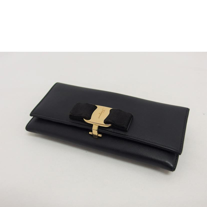 Ｆｅｒｒａｇａｍｏ　 フェラガモ/ヴェラリボン二つ折り長財布／ブラック//K1-*******/Bランク/04