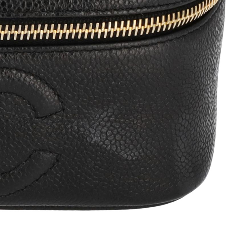 ＣＨＡＮＥＬ シャネル　化粧ポーチ　メイクポーチ　レディース　ブラック　ゴールド/キャビアスキンバニティハンドポーチ/A01997//3876786/Bランク/75