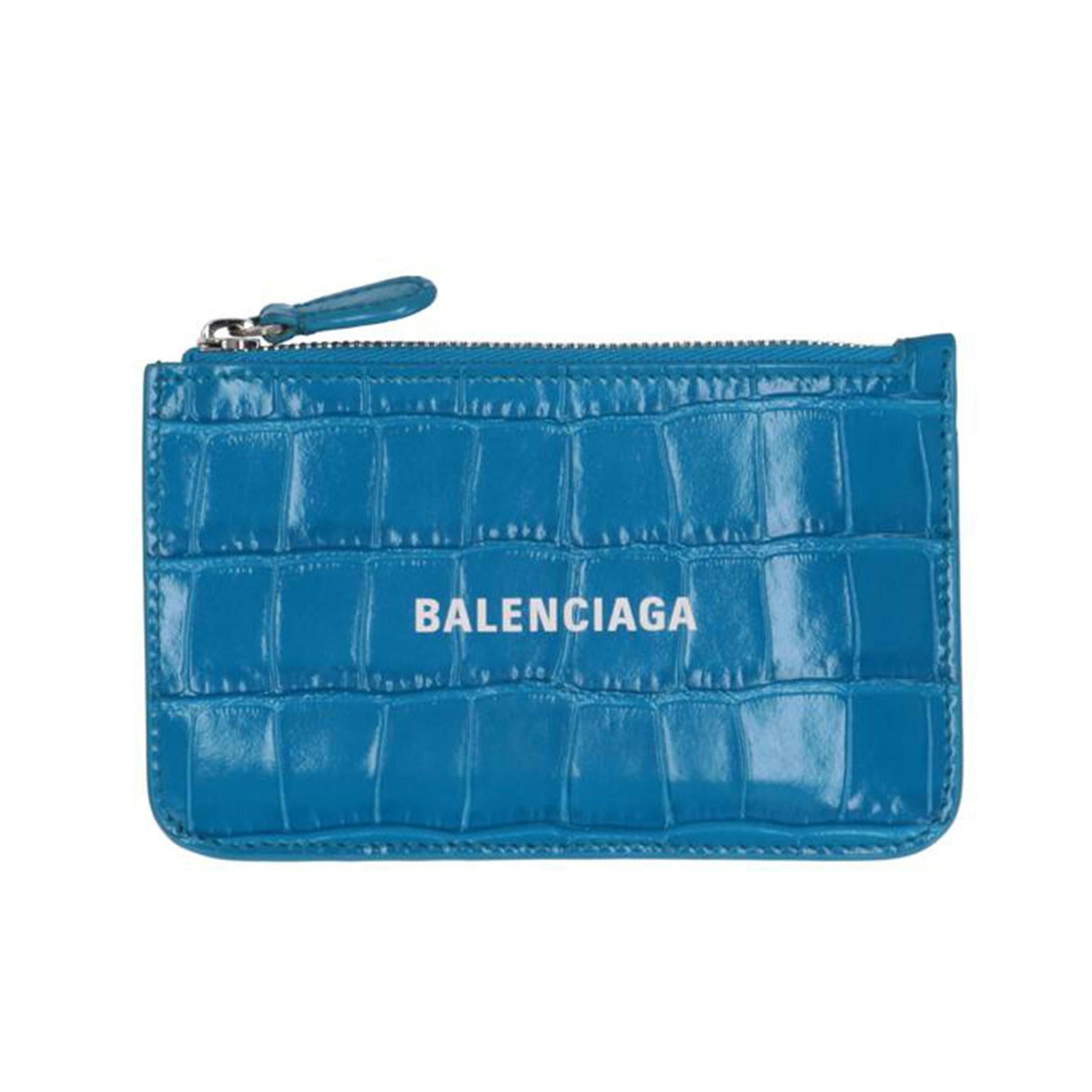 ＢＡＬＥＮＣＩＡＧＡ バレンシアガ　BALENCIAGA　クロコ型押しレザー小銭入れ　ライトブルー　メンズ/クロコ型押しレザー小銭入れ／ライトブルー/637130//ABランク/37