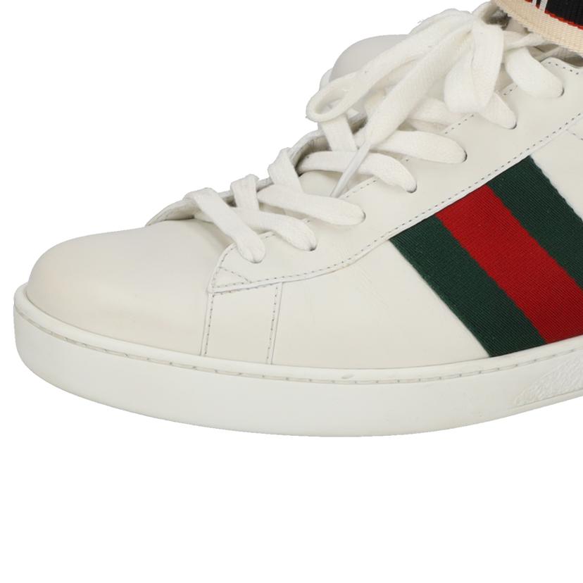 GUCCI グッチ/エースストライプハイカットスニーカー WHT/523472/03L/8/グッチ/ABランク/94【中古】