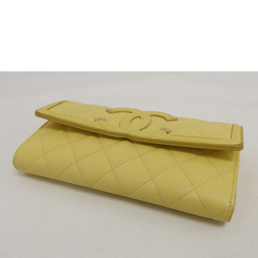 ＣＨＡＮＥＬ シャネル/ＣＣフィリグリー／キャビアスキン／二つ折り長財布/A84448//25516816/ABランク/04