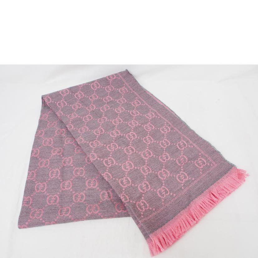 ＧＵＣＣＩ ｸﾞｯﾁ/ＧＧ柄／ウールマフラー／ピンク×グレー//Bランク/78