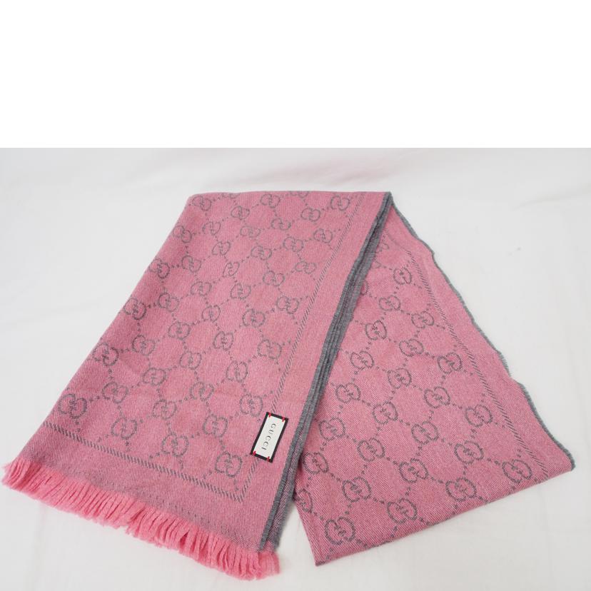 ＧＵＣＣＩ ｸﾞｯﾁ/ＧＧ柄／ウールマフラー／ピンク×グレー//Bランク/78