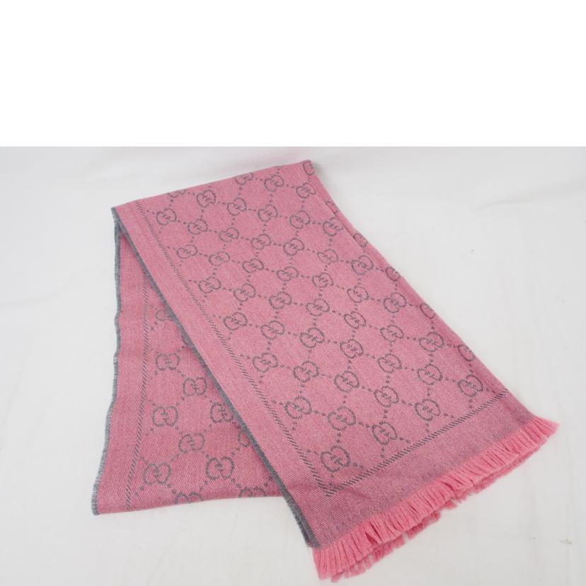 ＧＵＣＣＩ ｸﾞｯﾁ/ＧＧ柄／ウールマフラー／ピンク×グレー//Bランク/78