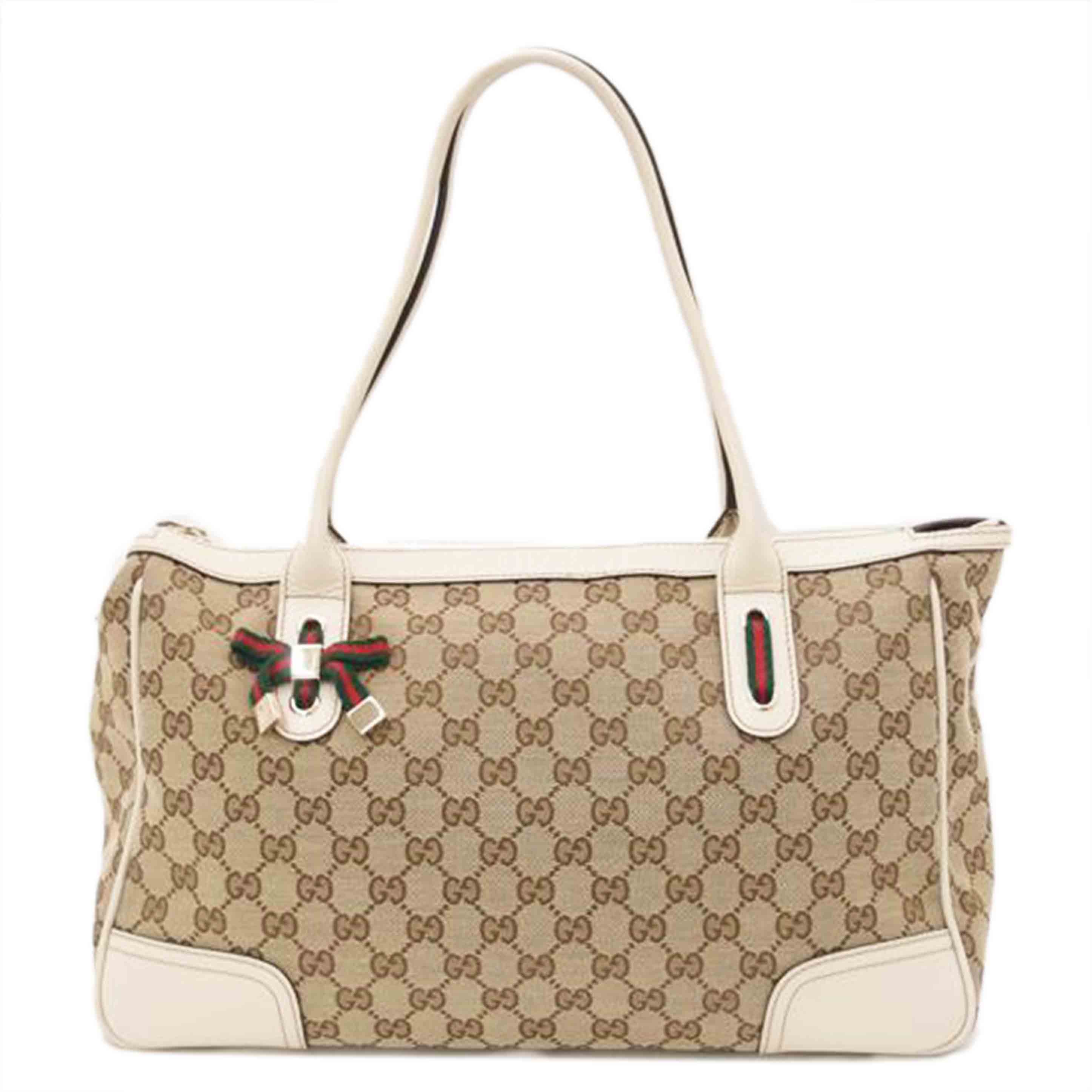 ＧＵＣＣＩ グッチ　ハンドバック　ショルダーバッグ　白　リボン　シェリー　レディース　肩掛け/プリンシーＧＧキャンバストート／ホワイト/177052//203***/Aランク/69