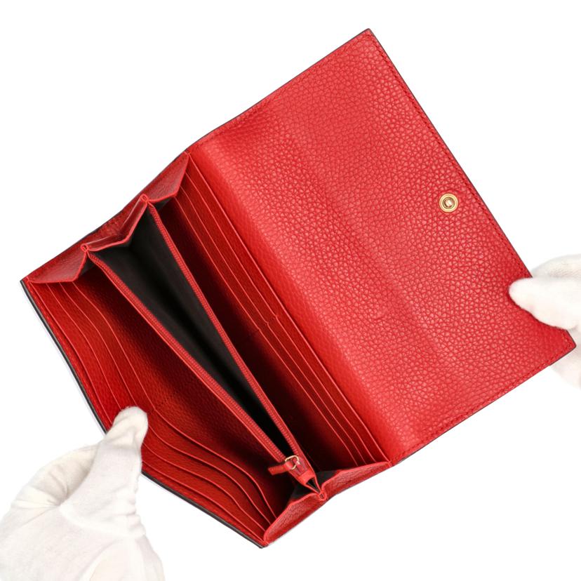ＧＵＣＣＩ グッチ　財布　ブランド財布　小物　長財布　ロングウォレット　レザー　レディース　レッド　赤　ゴールド/アニマリエコンチネンタルウォレット／レッド/451364//496334/Aランク/75