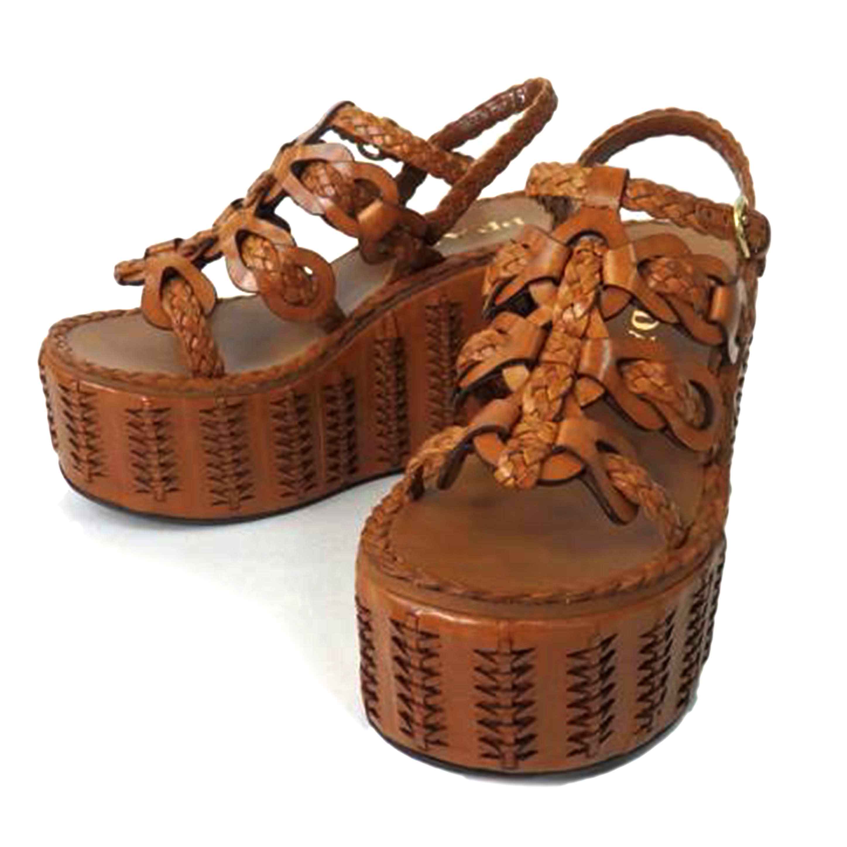 ＰＲＡＤＡ プラダ/厚底ウェッジソールサンダル／茶／３５ //Aランク/84