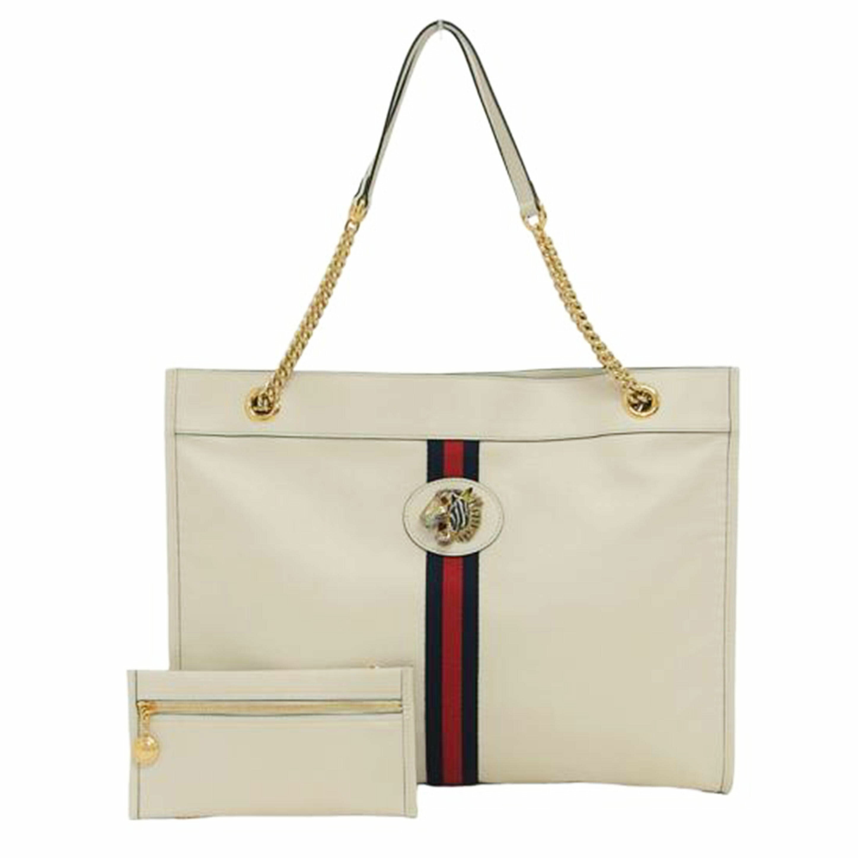 ＧＵＣＣＩ グッチ チェーントート アイボリー/ラジャ／ラージトートバッグ／タイガーヘッド/537219//498***/ABランク/04