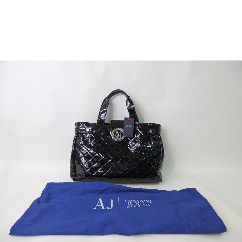 ARMANI JEANS エナメル バッグ グレー アルマーニ 大容量
