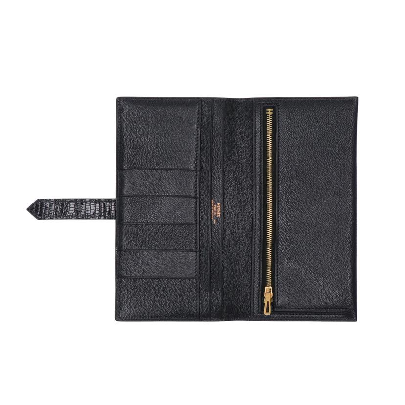 ＨＥＲＭＥＳ エルメス/ベアンＨロゴ／ゴールド金具／リザード・ブラック//□G/ABランク/75