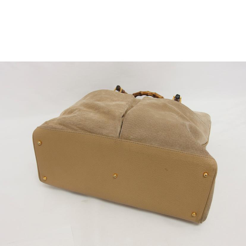 ＧＵＣＣＩ グッチ オールドグッチ レザーハンドバッグ /バンブー／スエード２ＷＡＹショルダーバッグ／ベージュ/002･123//032*/Bランク/04