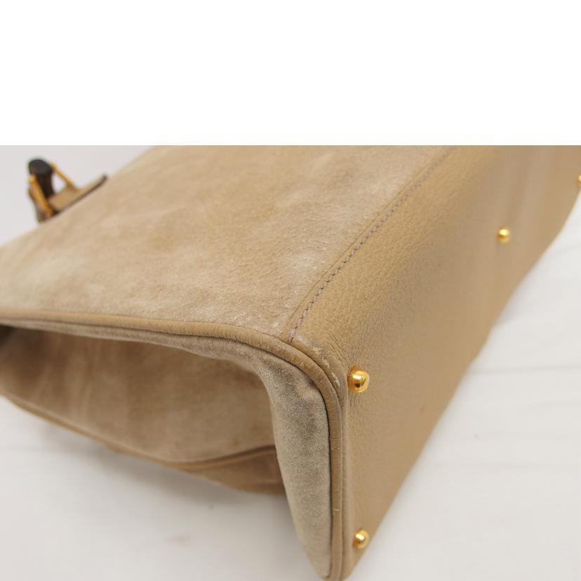 ＧＵＣＣＩ グッチ オールドグッチ レザーハンドバッグ /バンブー／スエード２ＷＡＹショルダーバッグ／ベージュ/002･123//032*/Bランク/04
