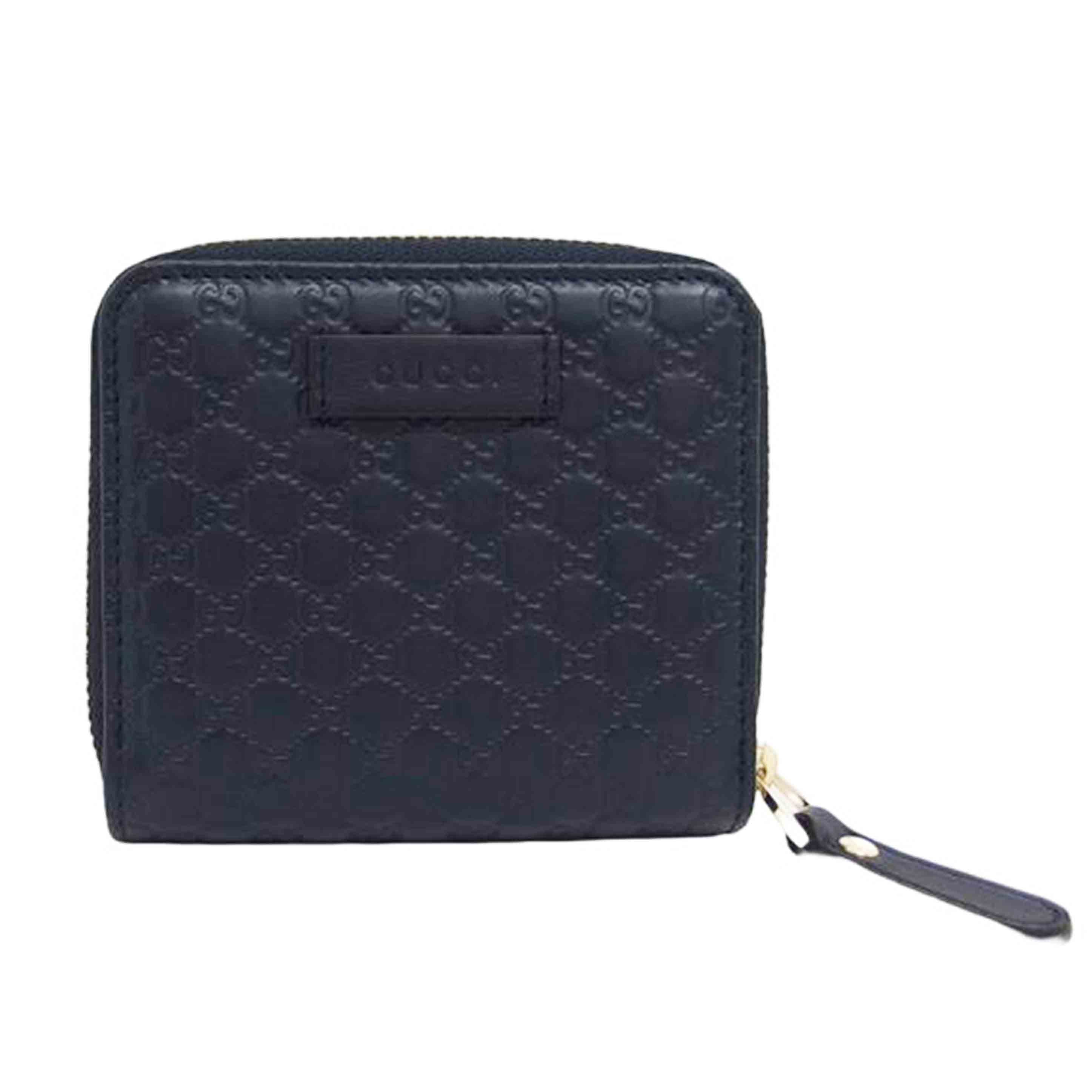 ＧＵＣＣＩ グッチ ラウンドファスナー ウォレット/マイクログッチシマ／二つ折りコンパクト財布／ネイビー/449395//525***/Aランク/04