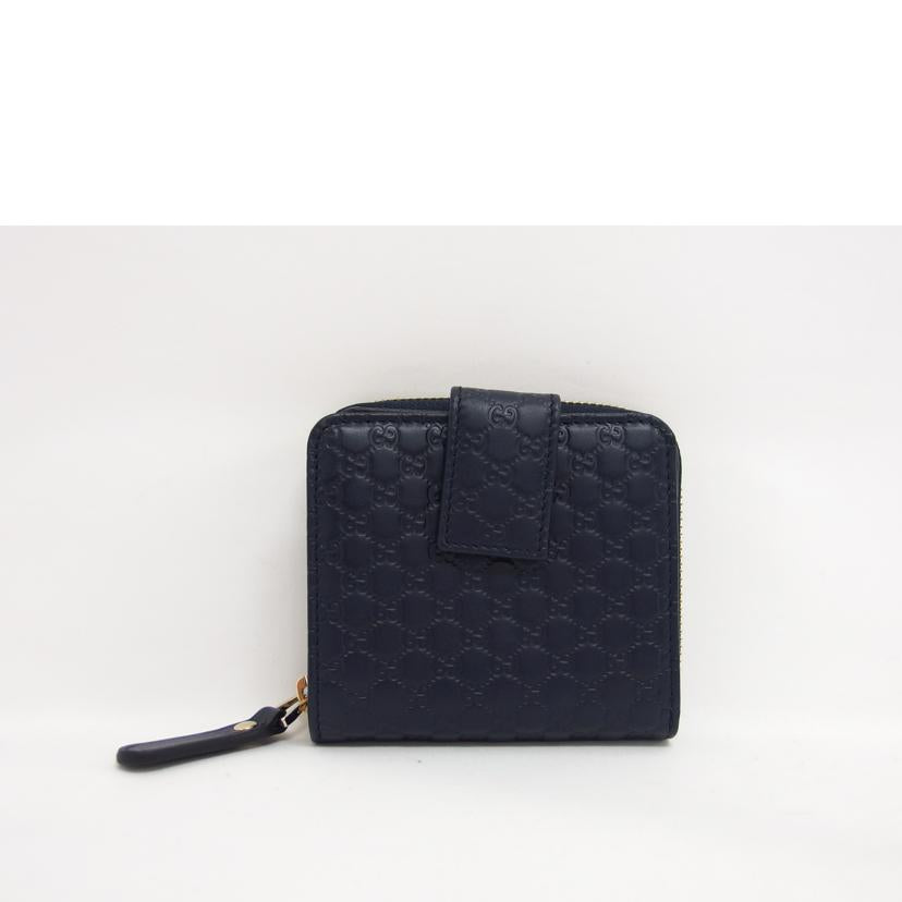 ＧＵＣＣＩ グッチ ラウンドファスナー ウォレット/マイクログッチシマ／二つ折りコンパクト財布／ネイビー/449395//525***/Aランク/04