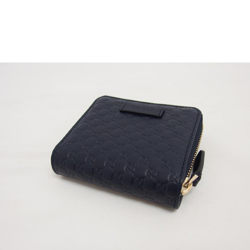 ＧＵＣＣＩ グッチ ラウンドファスナー ウォレット/マイクログッチシマ／二つ折りコンパクト財布／ネイビー/449395//525***/Aランク/04